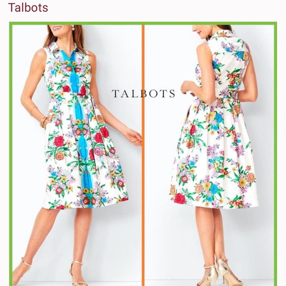 Talbots Dresses & Skirts - Talbots Floral Button Down Flared Dress perfect used Condition